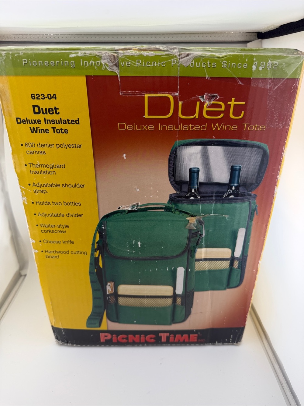 Vintage Picnic Time Duet Deluxe Insulated Wine Tote